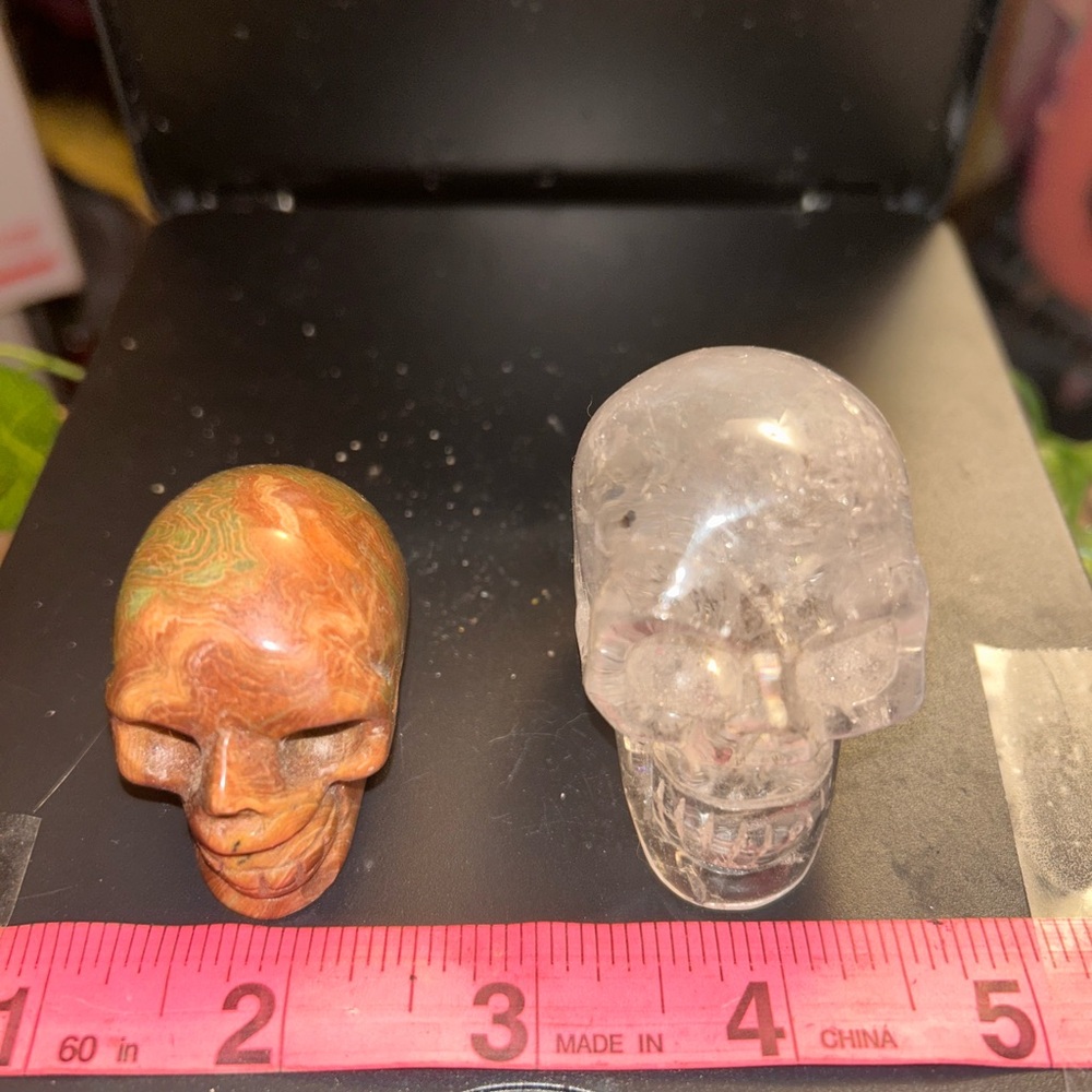 Crystal and Stone Skull Figurines